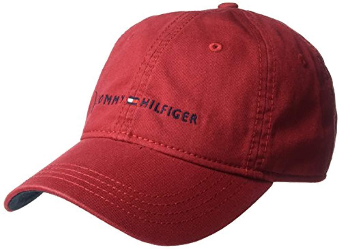 Tommy Hilfiger Logo Dad Baseball Cap in Red for Men Save 5 Lyst