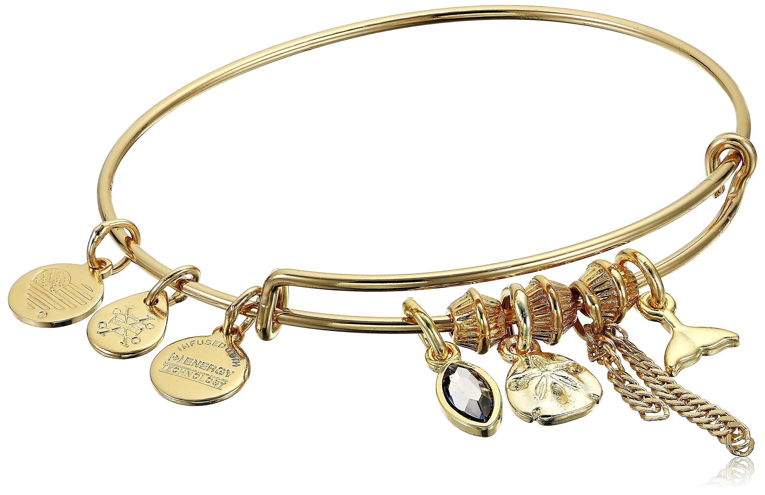 ALEX AND ANI Sand Dollar Cluster Charm Bangle Bracelet in Shiny Gold