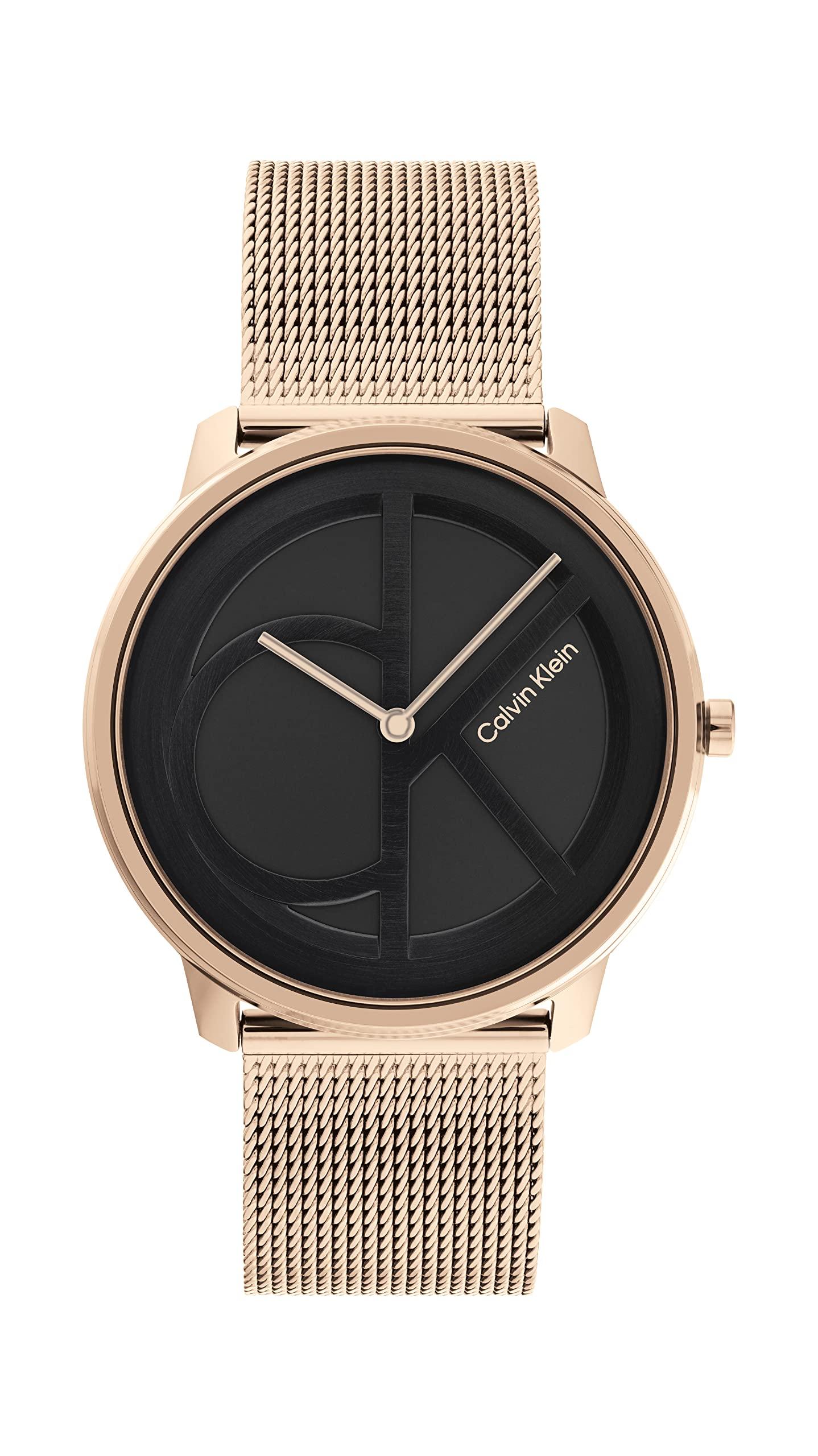 Iconic Lyst Rg/cg Klein | 40 Bracelet Ip Calvin Watch With Carnation in Mesh Gold Mm Black Case