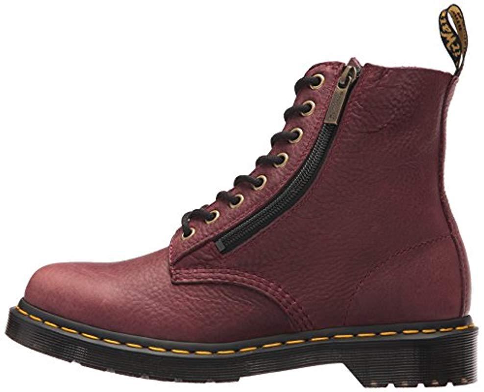 Dr. Martens Dr.martens S 1460 Pascal W/zip Grizzly Leather Boots in Cherry  Red (Red) | Lyst UK