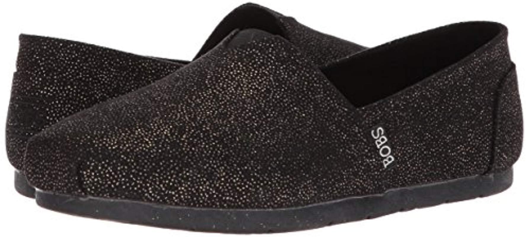 Skechers Bobs Luxe Sparkle Dot Ballet Flat in Black | Lyst