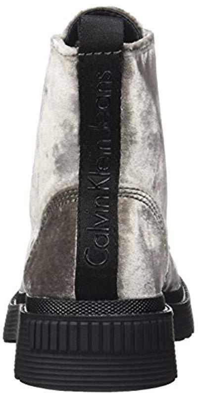 Calvin Klein Annie Velvet Combat Boots 