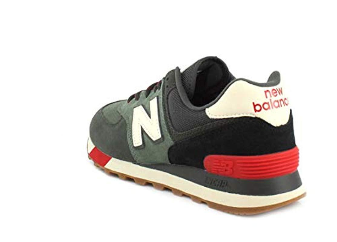New Balance Suede 574 Mens Green / Red Trainers for Men - Lyst