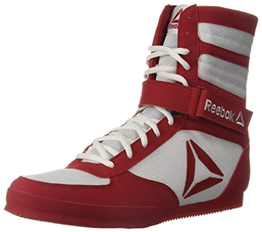 Reebok Leather Boot Boxing Shoe in Red 