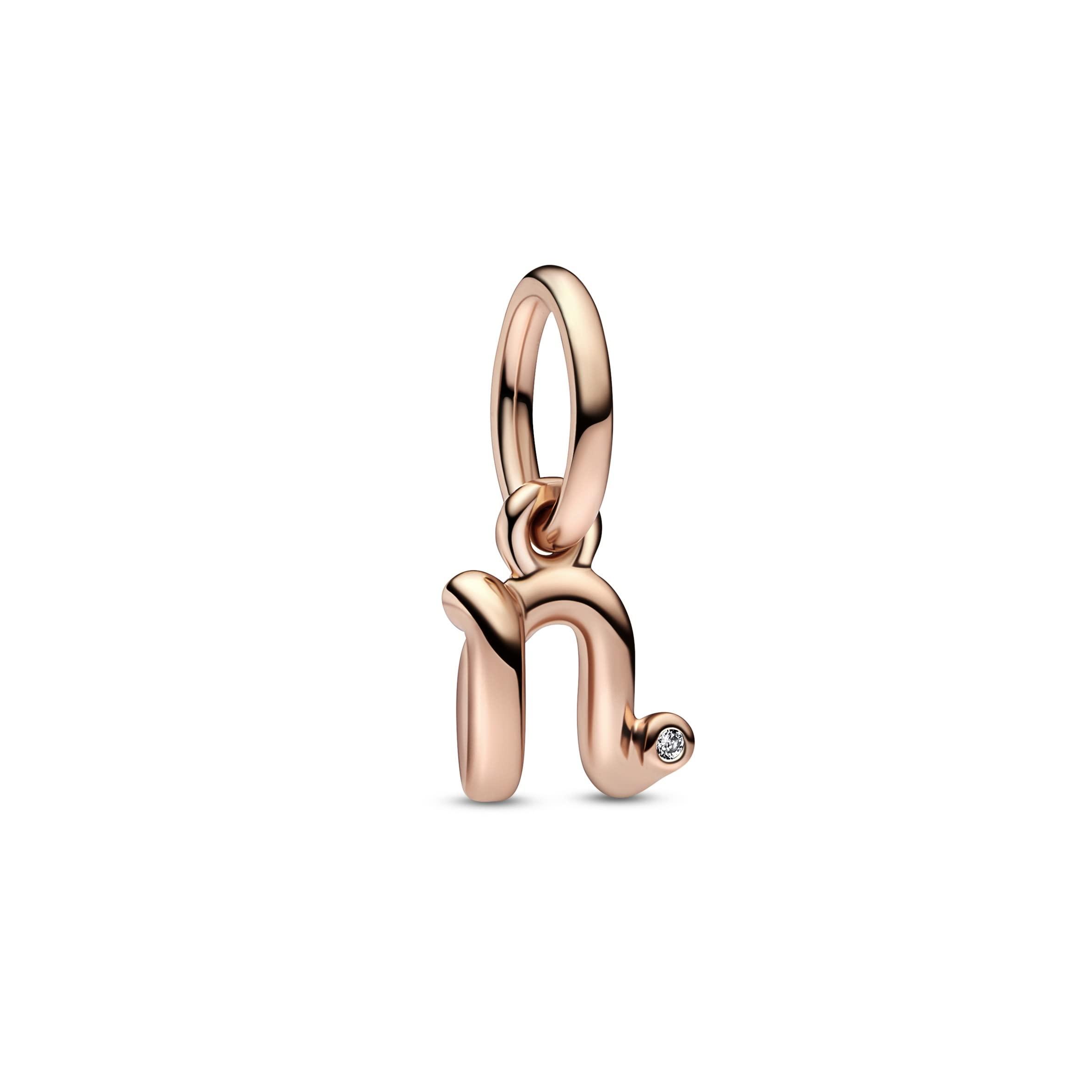 Ciondolo a forma di lettera n in argento Sterling con zirconi di colore oro  rosa di PANDORA in Metallizzato | Lyst