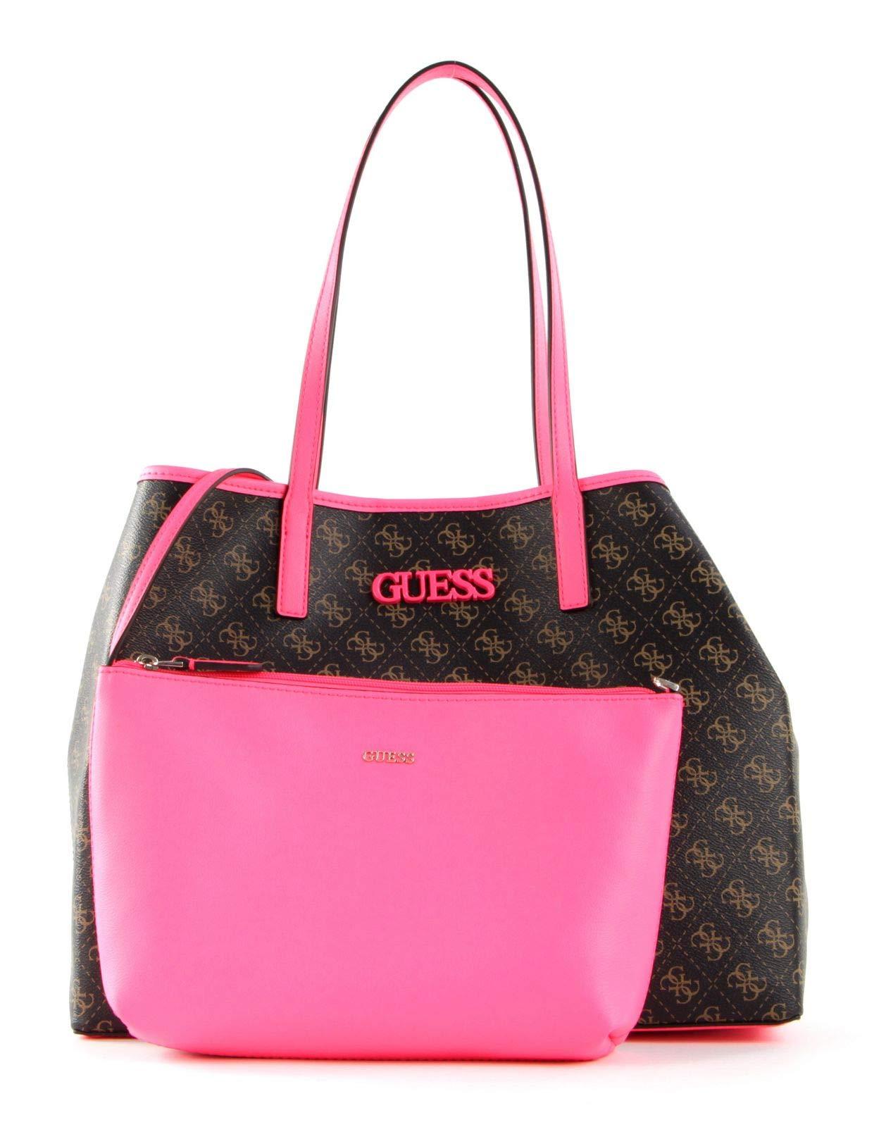 Guess Vikky Large Tote Brown/neon Pink | Lyst NL