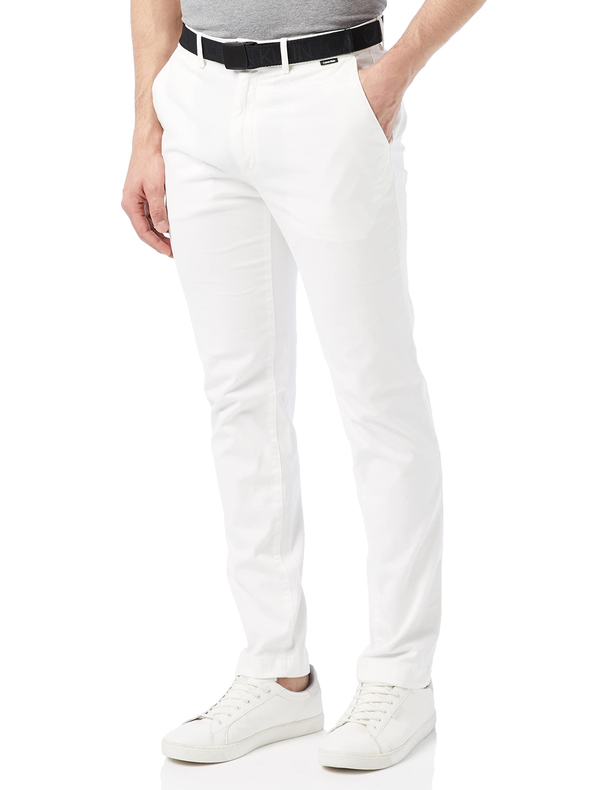 Slim FIT Garment Dye Chino Belt Pantalones Calvin Klein de hombre de color  Blanco | Lyst