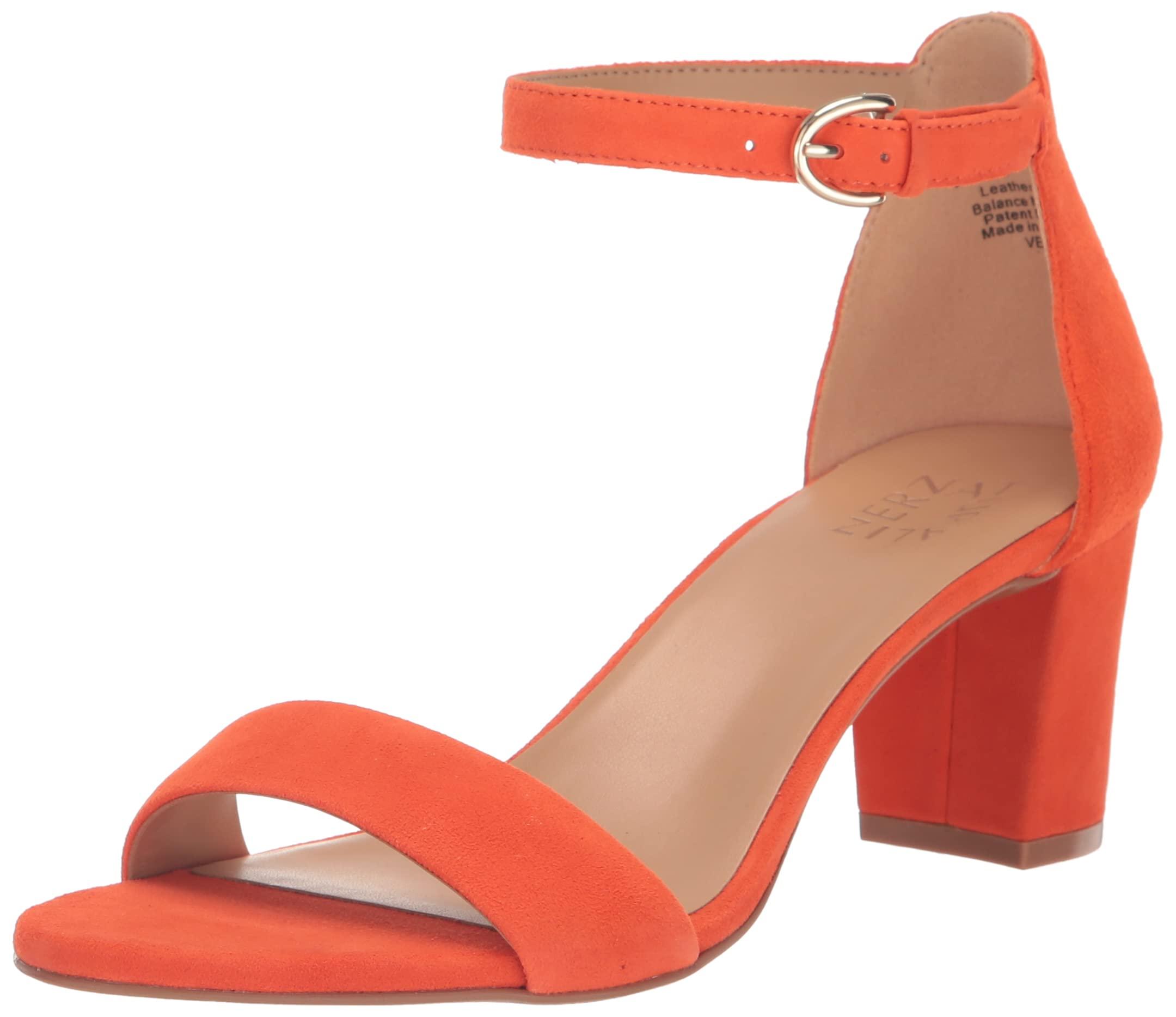 Naturalizer S Vera Ankle Strap Block Heel Dress Sandal,orange Suede,6m