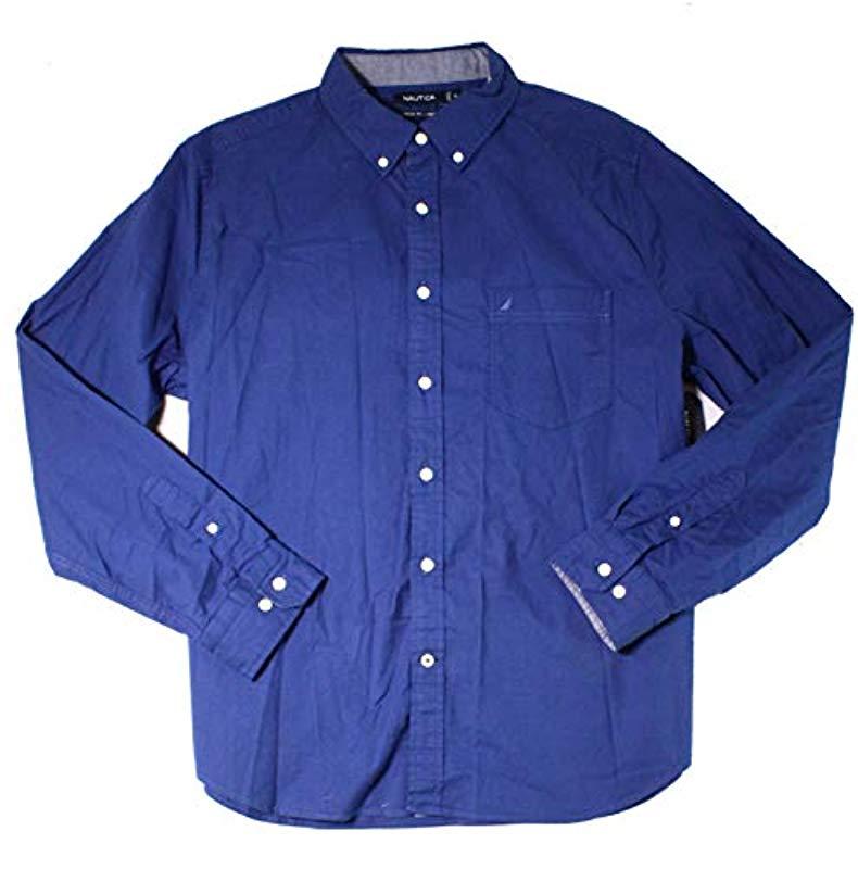 Nautica Cotton Classic Fit Stretch Solid Long Sleeve Button Down Shirt ...