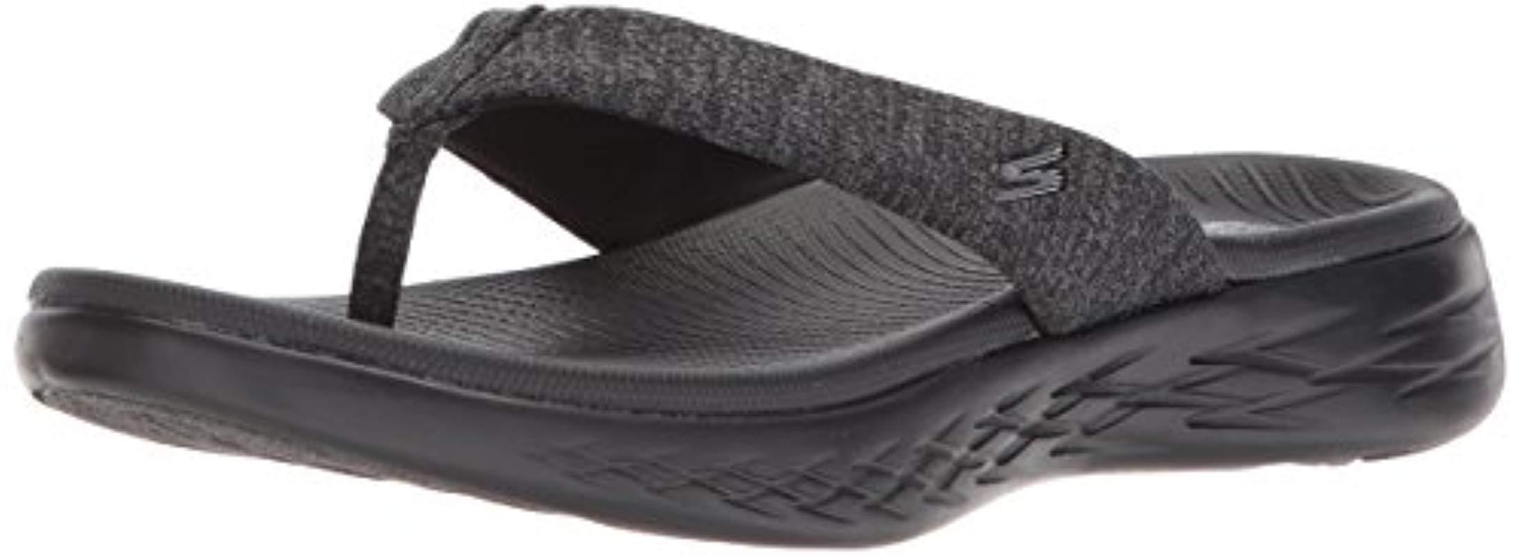 Skechers On The Go 600 - Preferred Athletic Thong Flip Flop Sandals From Finish Line in Black 