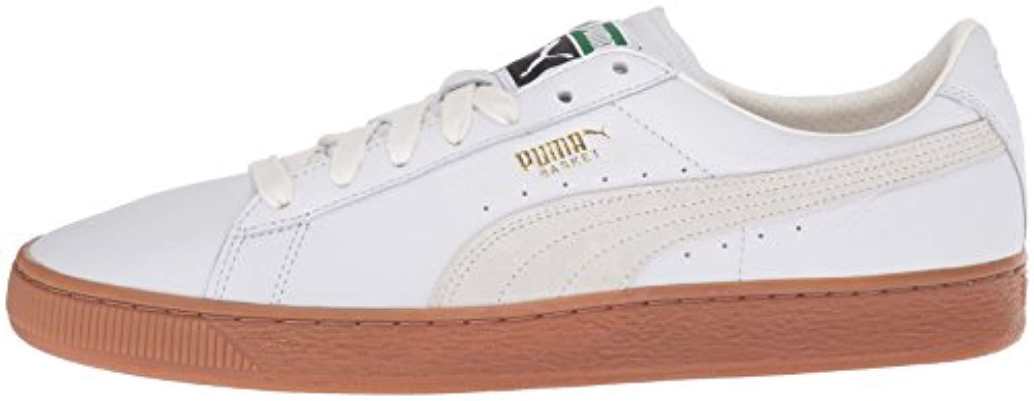 PUMA Leather Basket Classic Gum Deluxe Sneaker in White for Men | Lyst