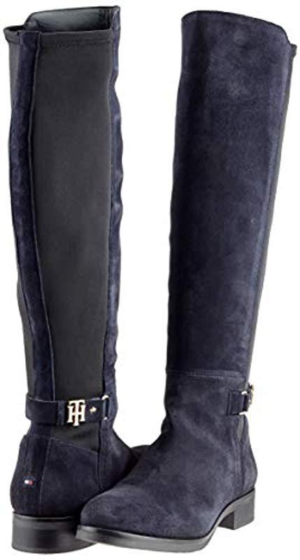 tommy hilfiger th buckle high boot stretch