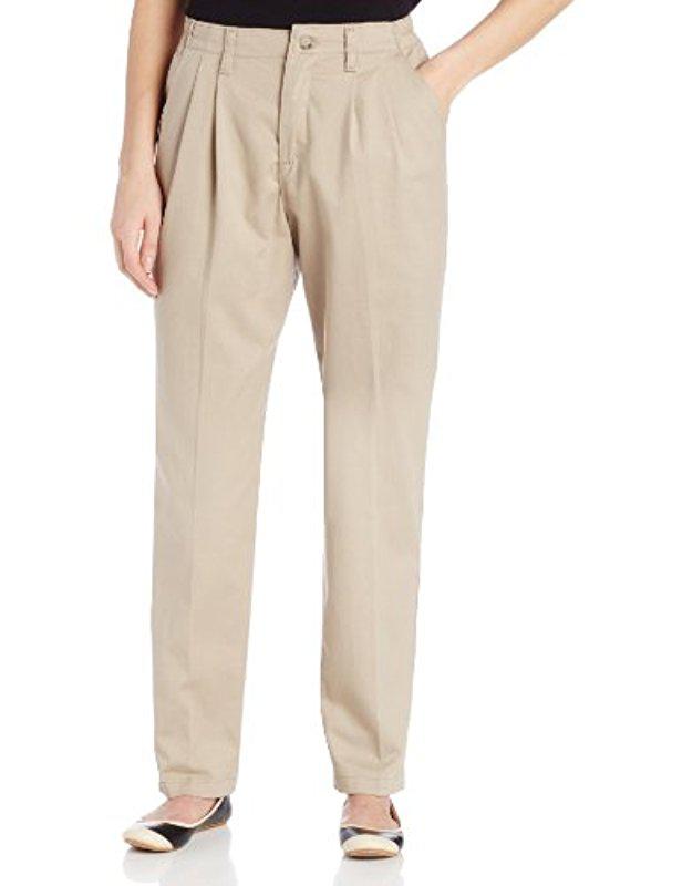 Lee Jeans Petite Relaxed Fit Side Elastic Pleated Pant in Natural | Lyst
