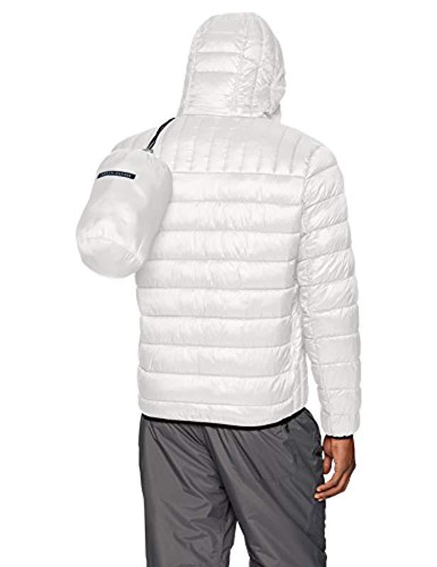 tommy hilfiger men's insulated packable jacket contrast bib hood