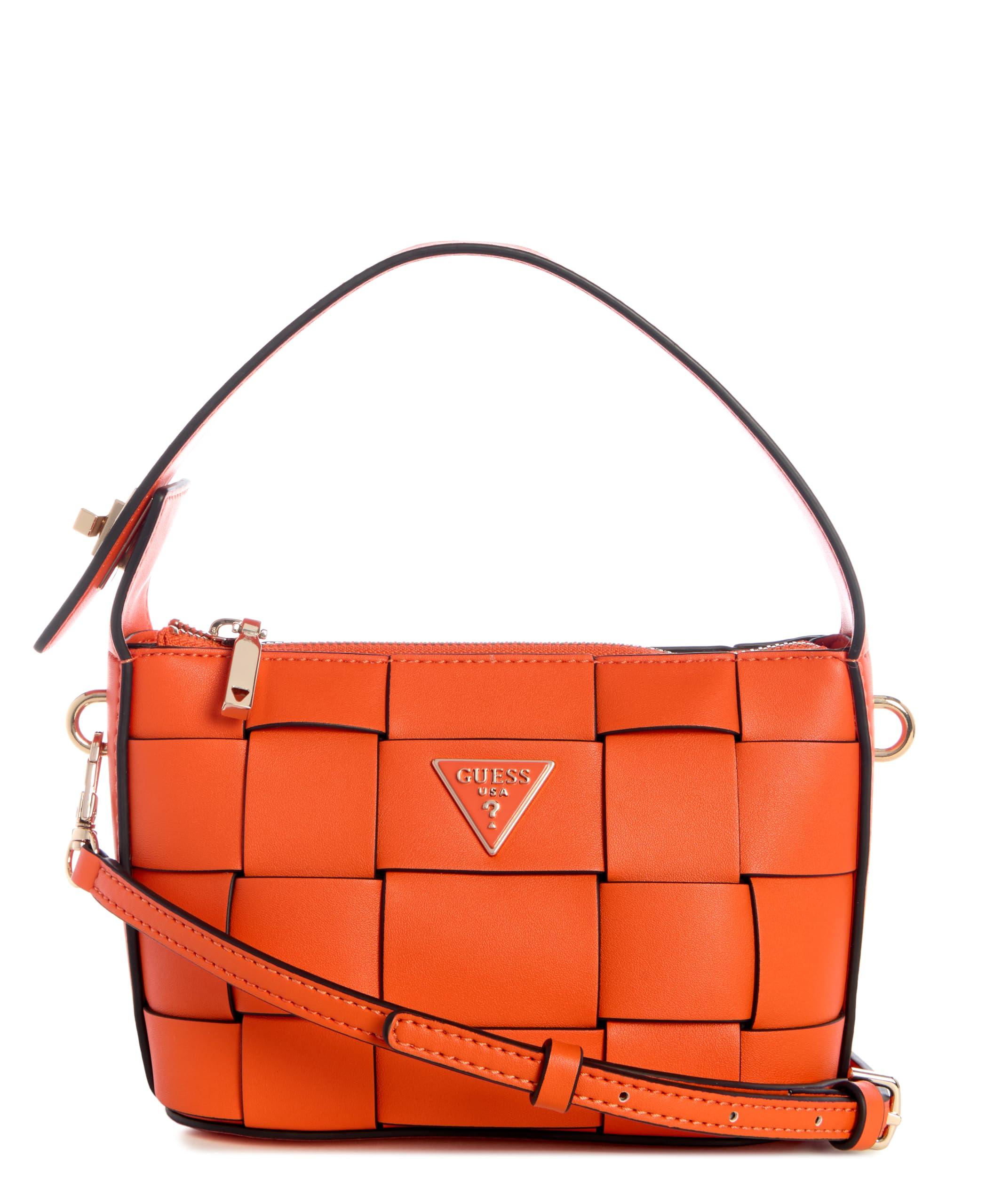 Guess■MAYLEE 格子 ミニ バケットバッグ Brown Maylee Woven Shoulder Bag | GUESS