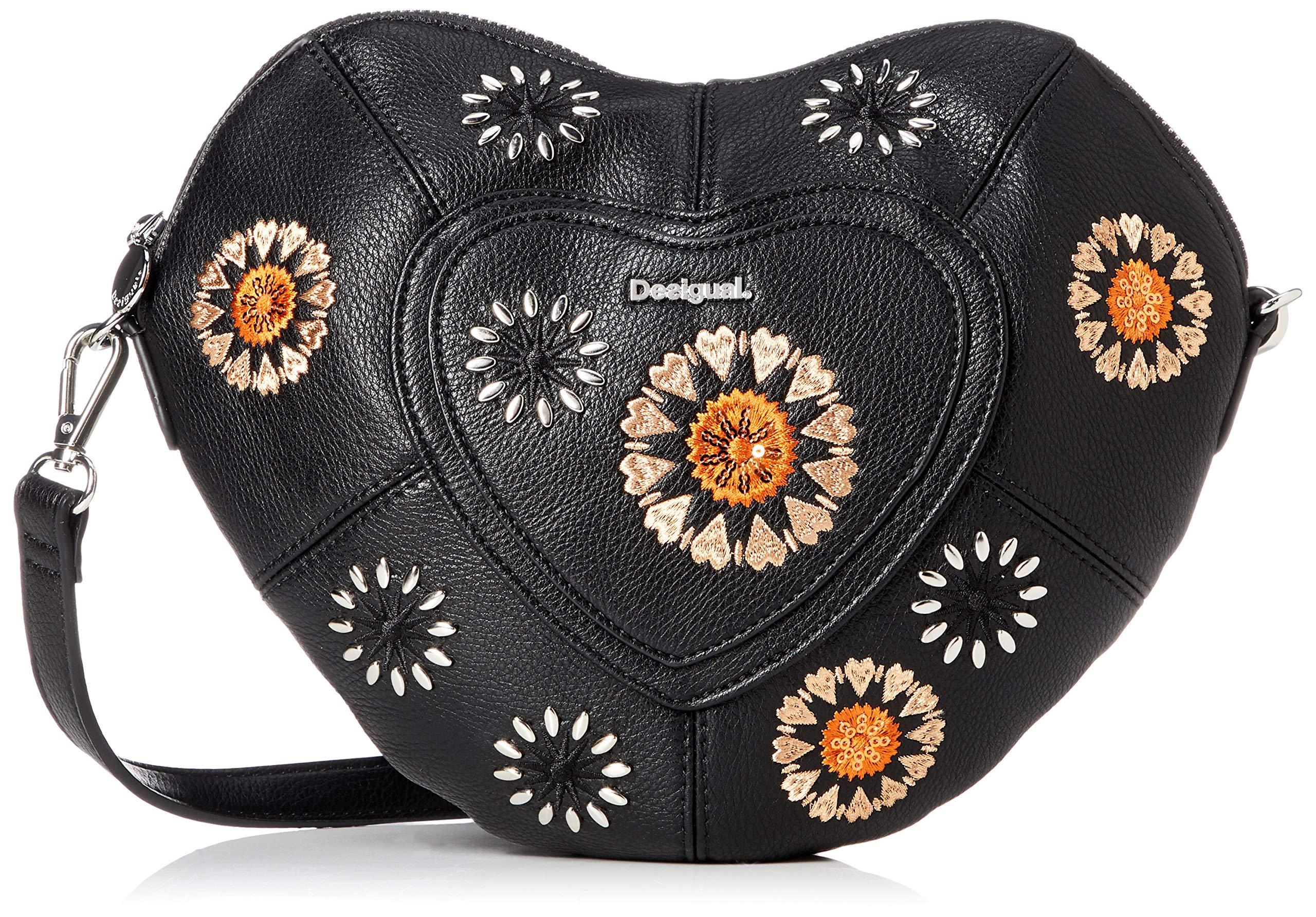 Desigual Flower Heart Black Heart-shaped Crossbody Bag With Flowers | Lyst  UK