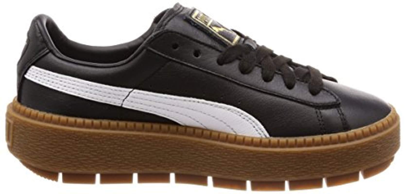 Puma platform trace trainers in white black with gum sole sales