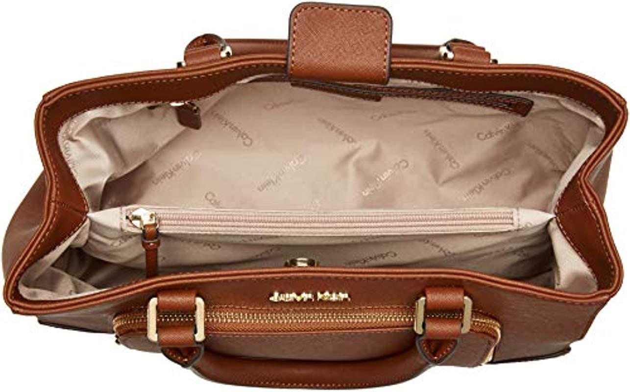 calvin klein hudson saffiano leather satchel