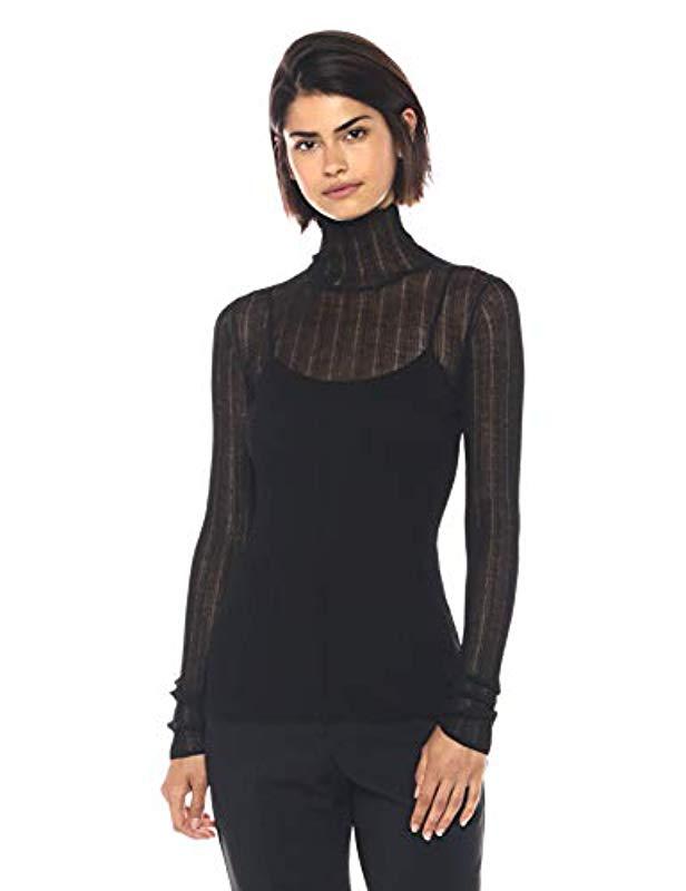 sheer black turtleneck top