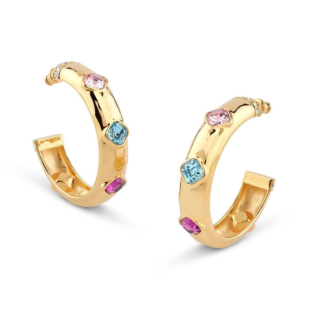 Guess Damen-Ohrringe Lily Flower Mini Hoops – Goldfarben Mit Kristall