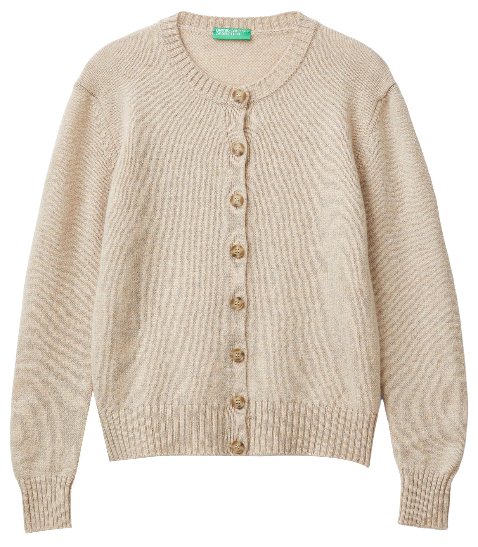 United Colors Of Benetton Damen Strickjacke Aus Merinowolle – Koreanischer Style, Langärmlig, Normale Passform