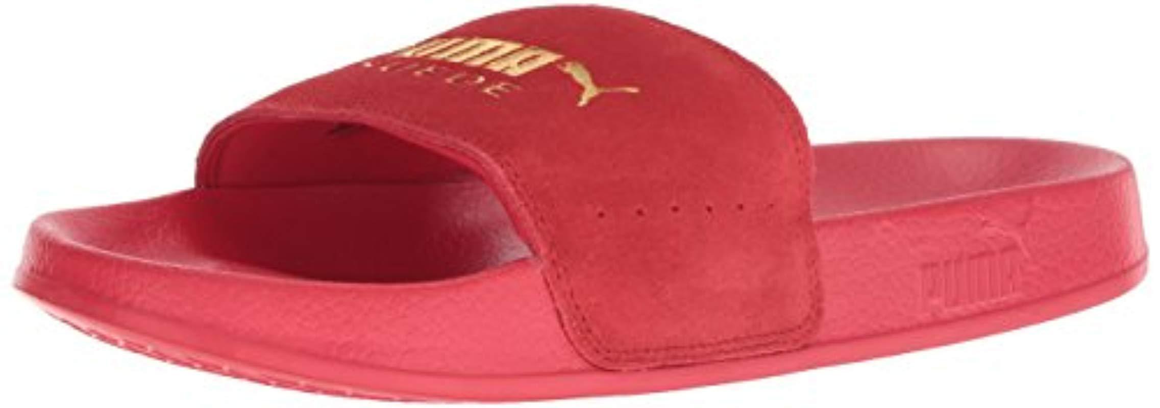 red suede puma slides