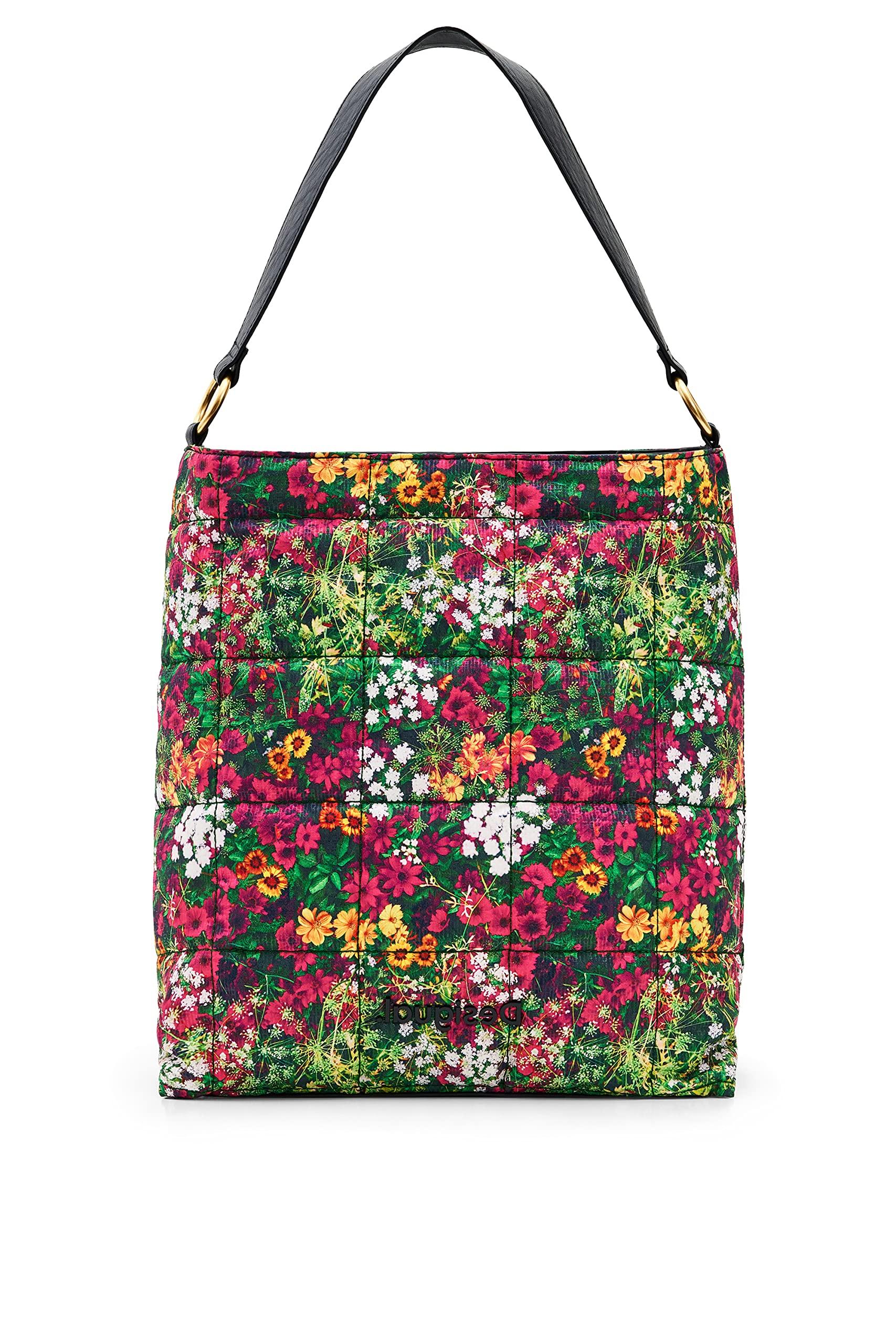 Sac à Main Desigual Bubbles Loverty 2.0 - Tissu Synthétique Relief Circulaire, Poches Multiples, Fermeture éclair, Couleur Kaki