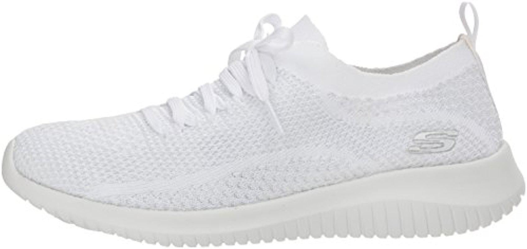 Skechers Ultra Flex Salutations Sneaker, in White/Silver (White 