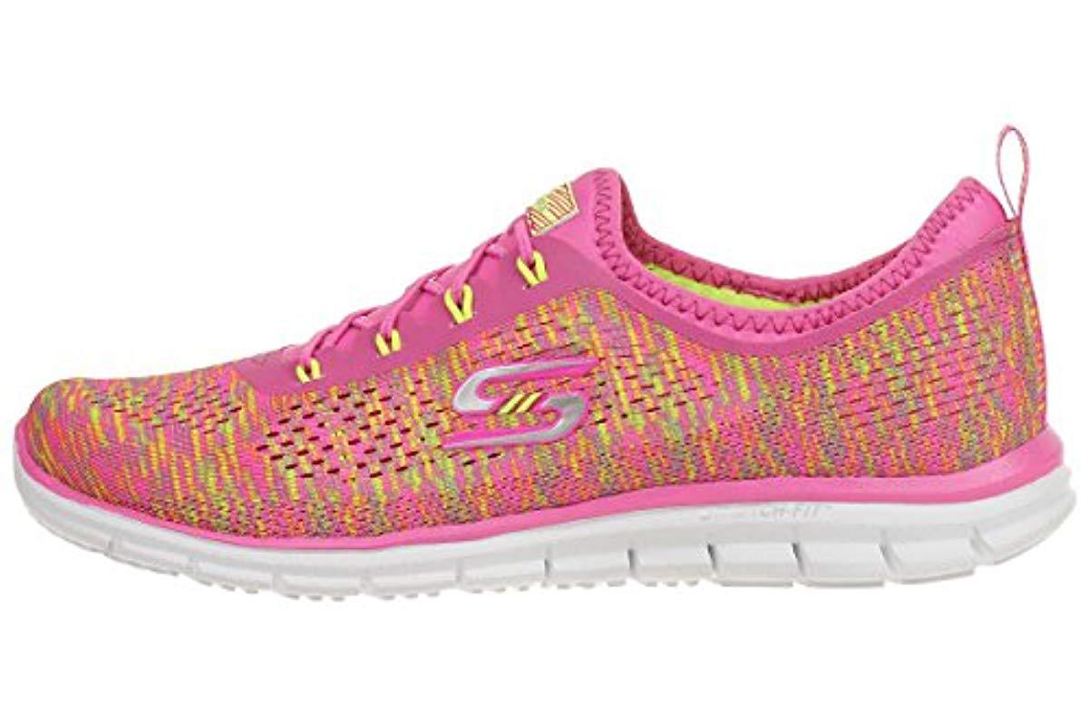 Skechers Sport Glider Stretch Fit Fearless Deep Space Sneaker in Neon Pink/Yellow  (Pink) - Lyst