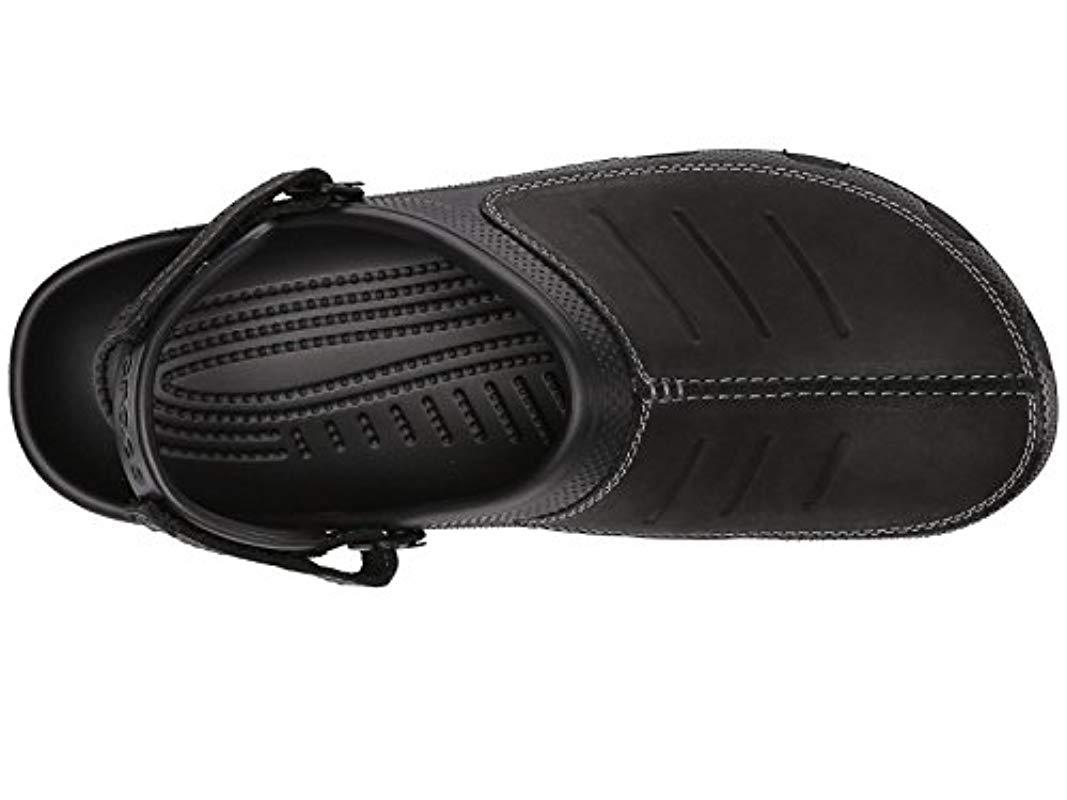 black leather crocs