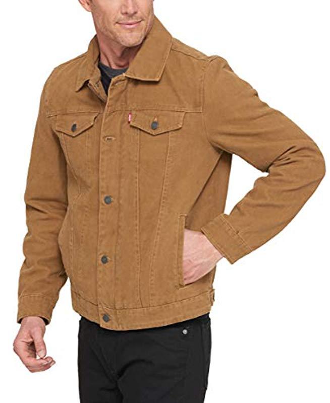 levi's men's cotton canvas laydown trucker jacket