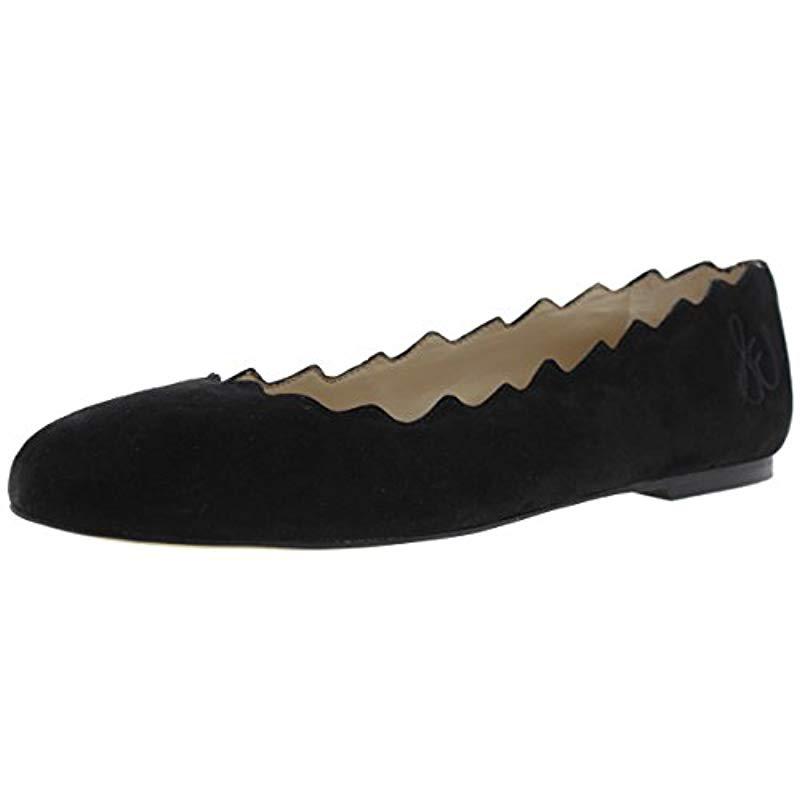 Sam Edelman Francis Scalloped Suede Ballet Flats in Black Lyst
