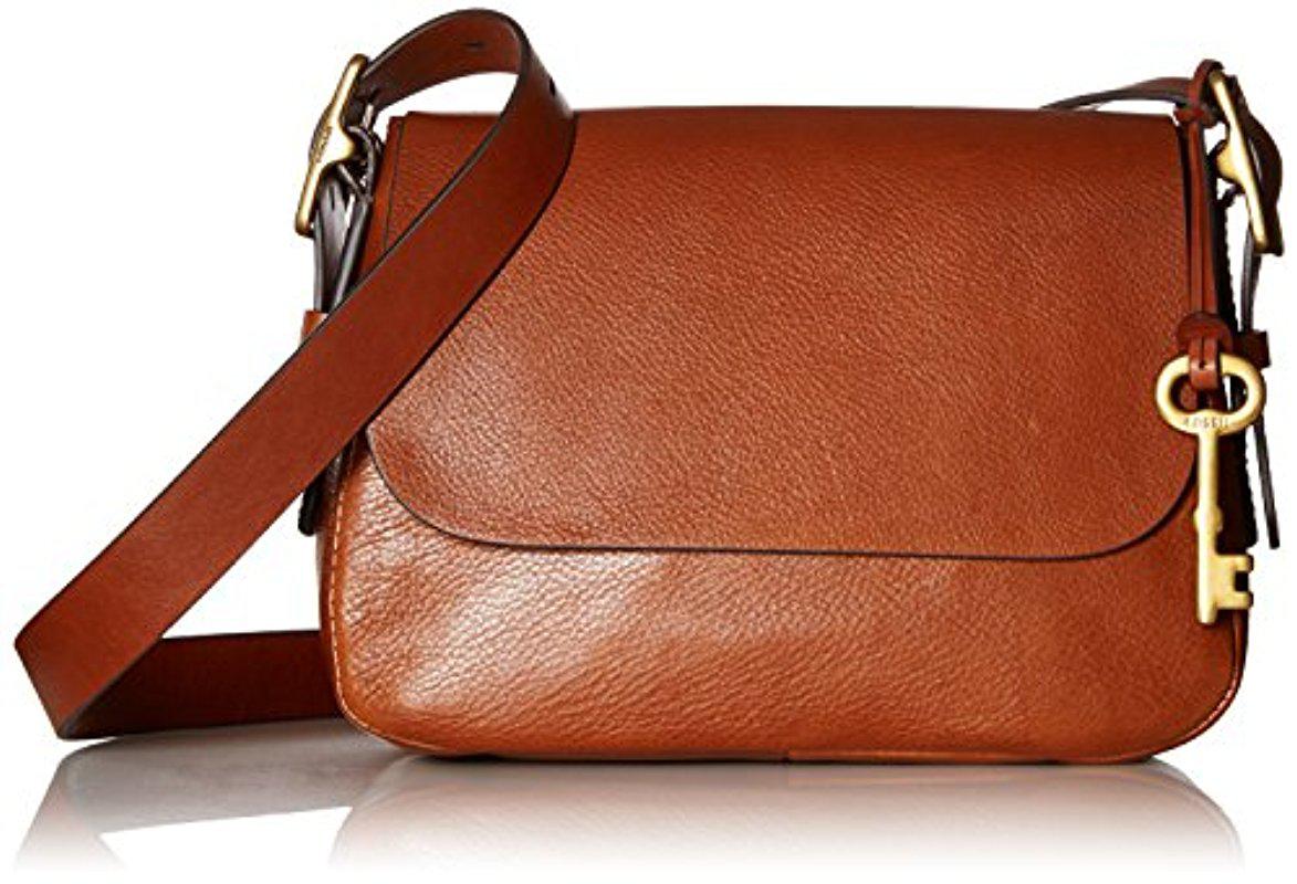 Fossil Leather Harper Small Crossbody Bag in Brown - Lyst