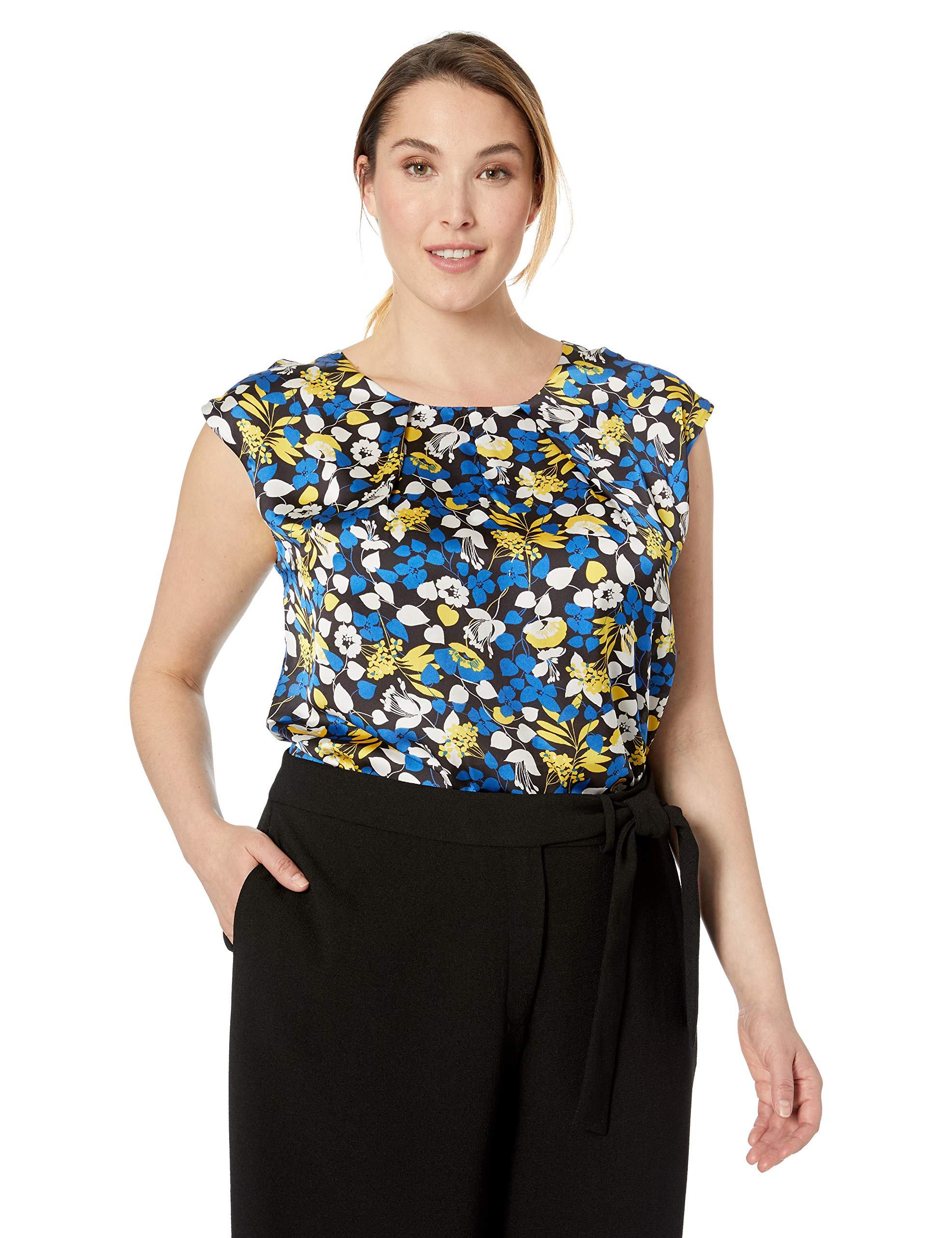 Kasper Synthetic Plus Size Floralprint Top in Blue Save 57 Lyst