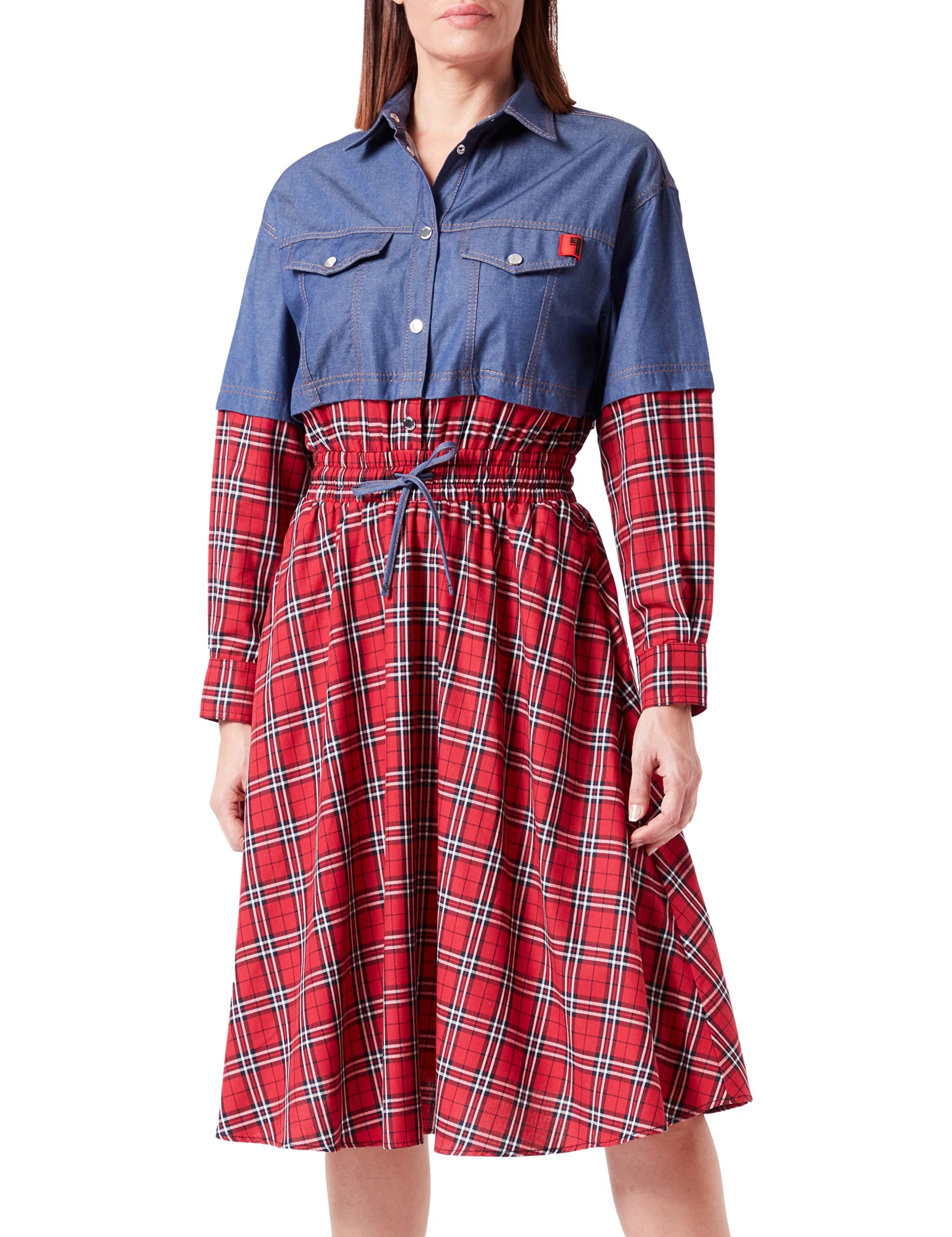 Long Dress in 100% Cotton Check Flannel Vestito di Love Moschino in Rosso |  Lyst