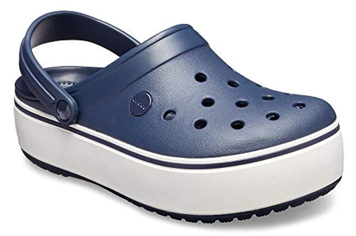 blue platform crocs