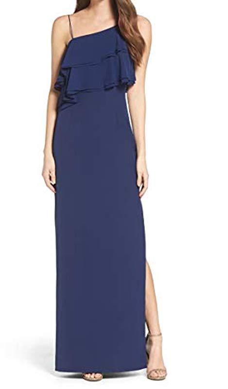 aidan by aidan mattox flounce crepe column gown