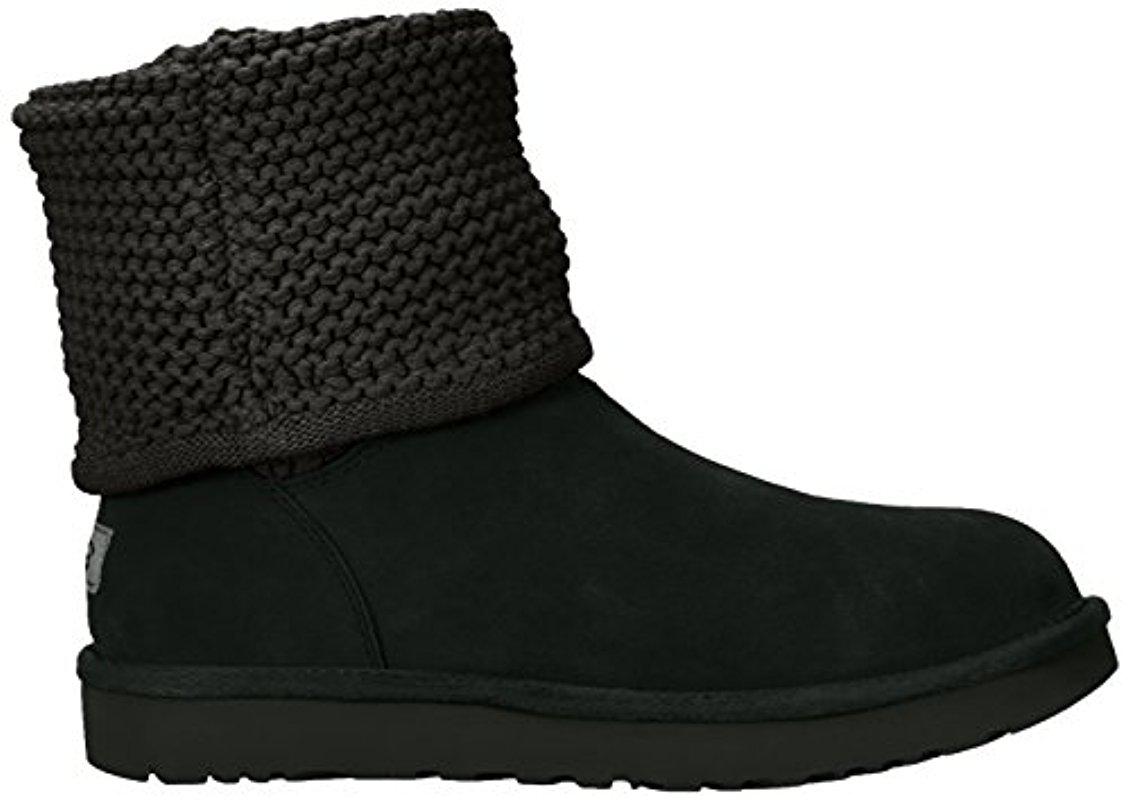 UGG Wool ® Shaina Knit Top Leather Strap Boots - Lyst