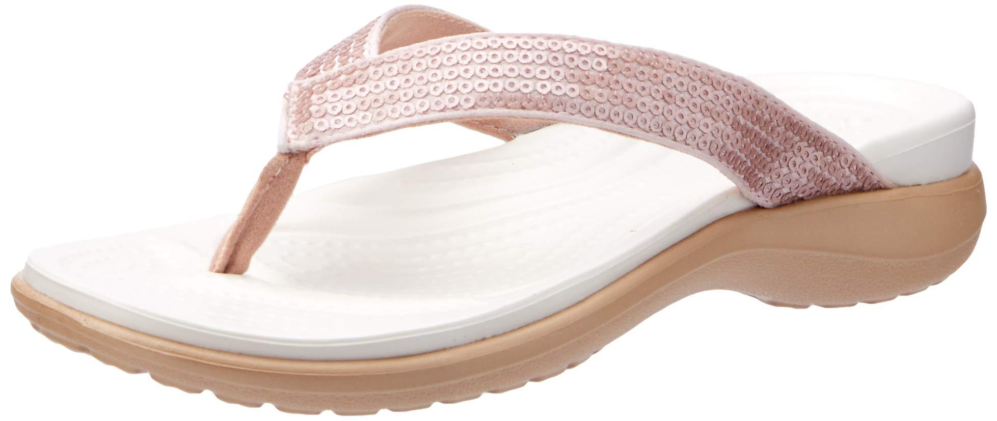 Crocs Capri V Sequin Flip Flops Sandals in Pink Lyst