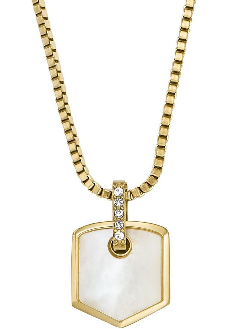 Collana Fossil Donna In Acciaio Oro Rosa Con Ciondolo Cuore E Cristalli - 40 Cm + Estensione - Foto 5