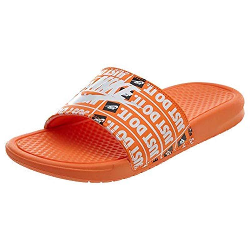 Nike Benassi Just Do It Print Men's Slide Sandal in Orange for Men | Lyst