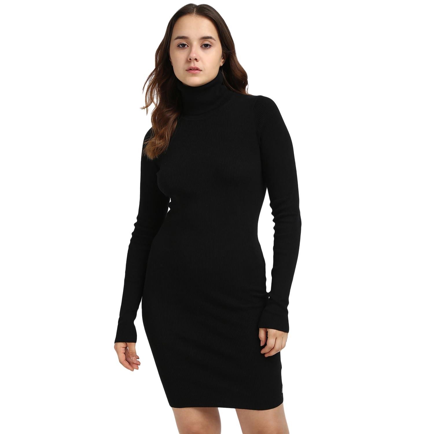 Calvin Klein Calvin Klein Woven Label Tight Jumper Dress With Roll