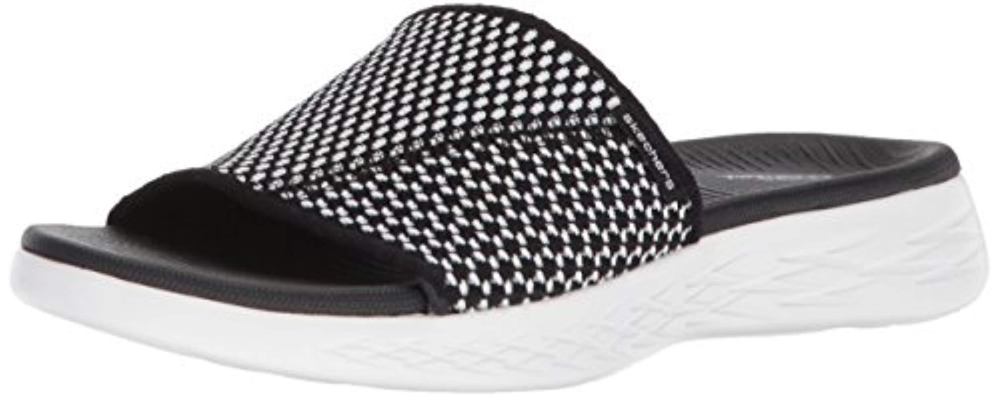 Skechers On-the-go 600-nitto Slide Sandal in Black/White (Black) | Lyst