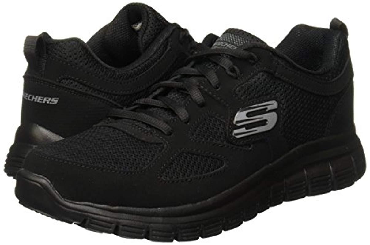 Skechers Leather Burns 52635-bbk Low-top Sneakers in Black/Black (Black ...