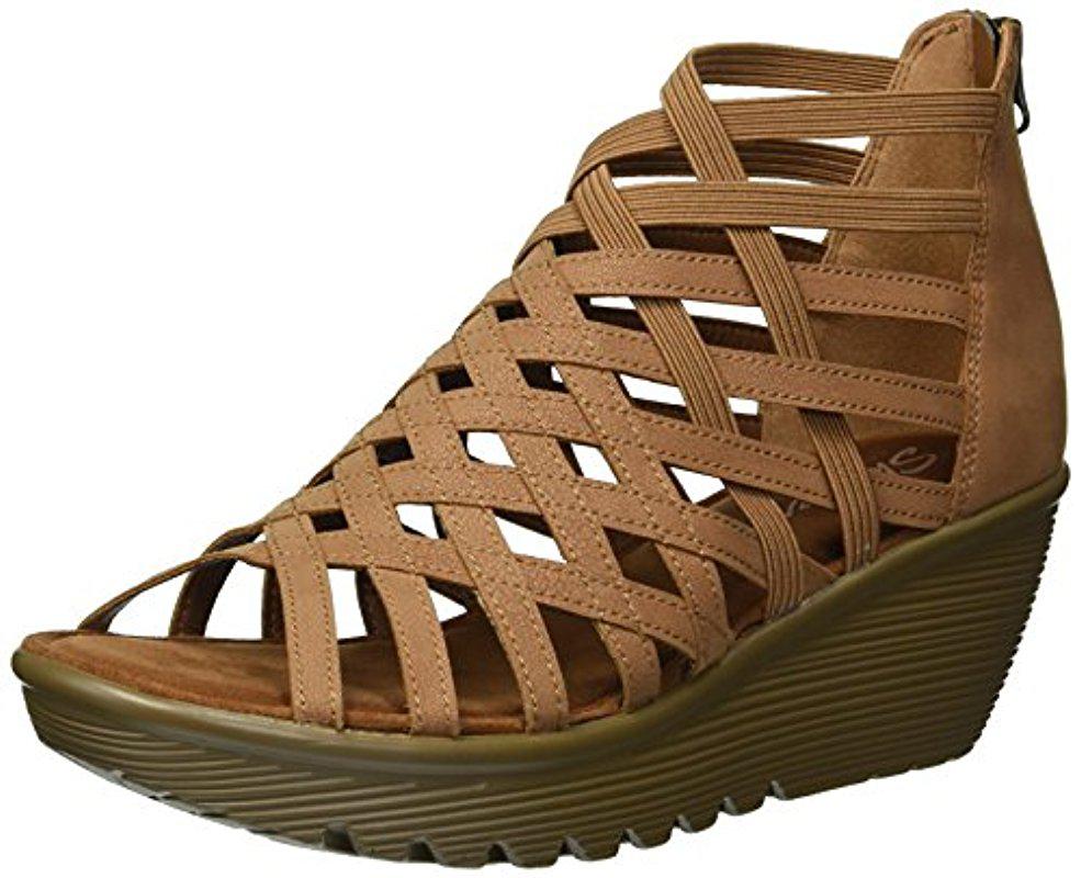 Skechers Parallel-dream Queen Wedge Sandal in Brown | Lyst