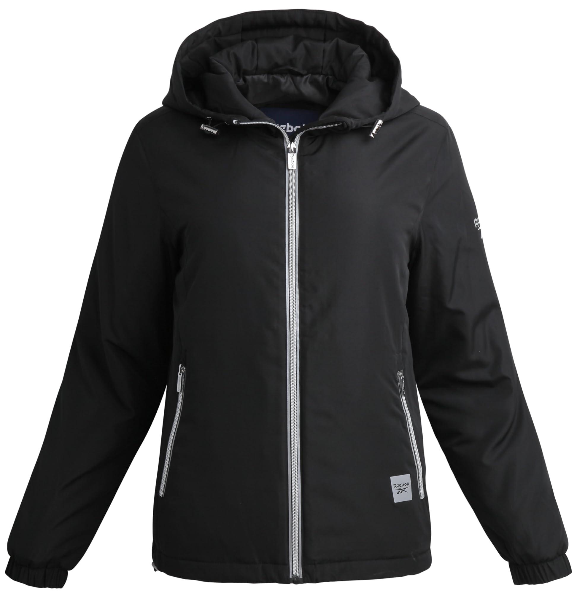 Reebok Lightweight Wind Water Resistant Hooded Windbreaker Jacket