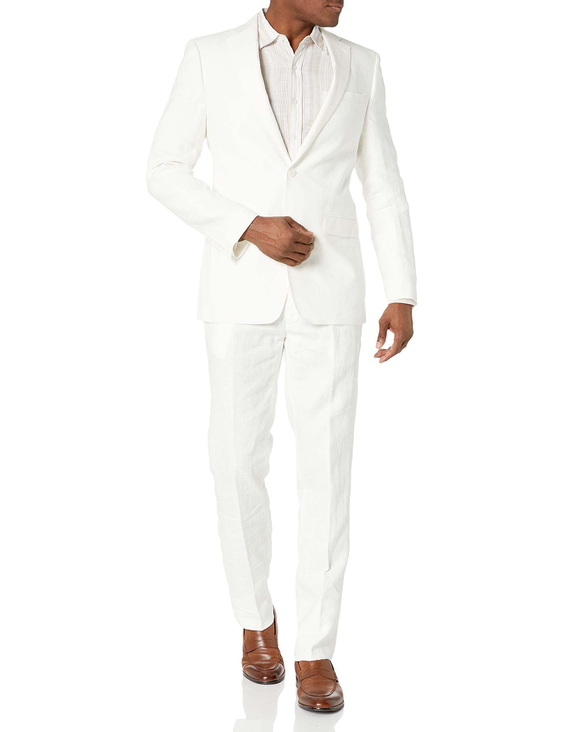 Calvin Klein Extreme Slim Fit Linen Suit in White for Men | Lyst UK