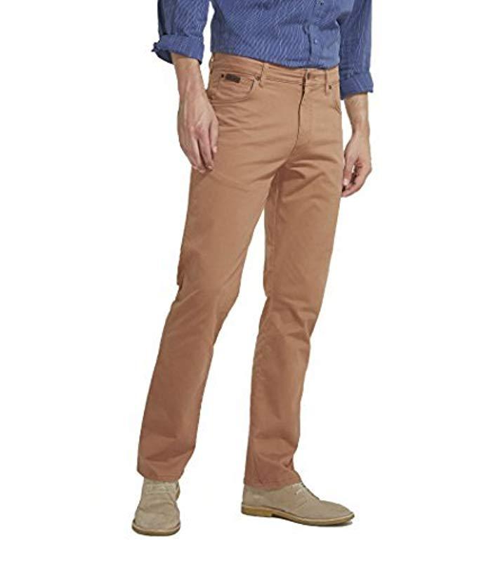 Wrangler Texas Stretch Soft Fabric Chino Style Jeans Brown for Men | Lyst UK