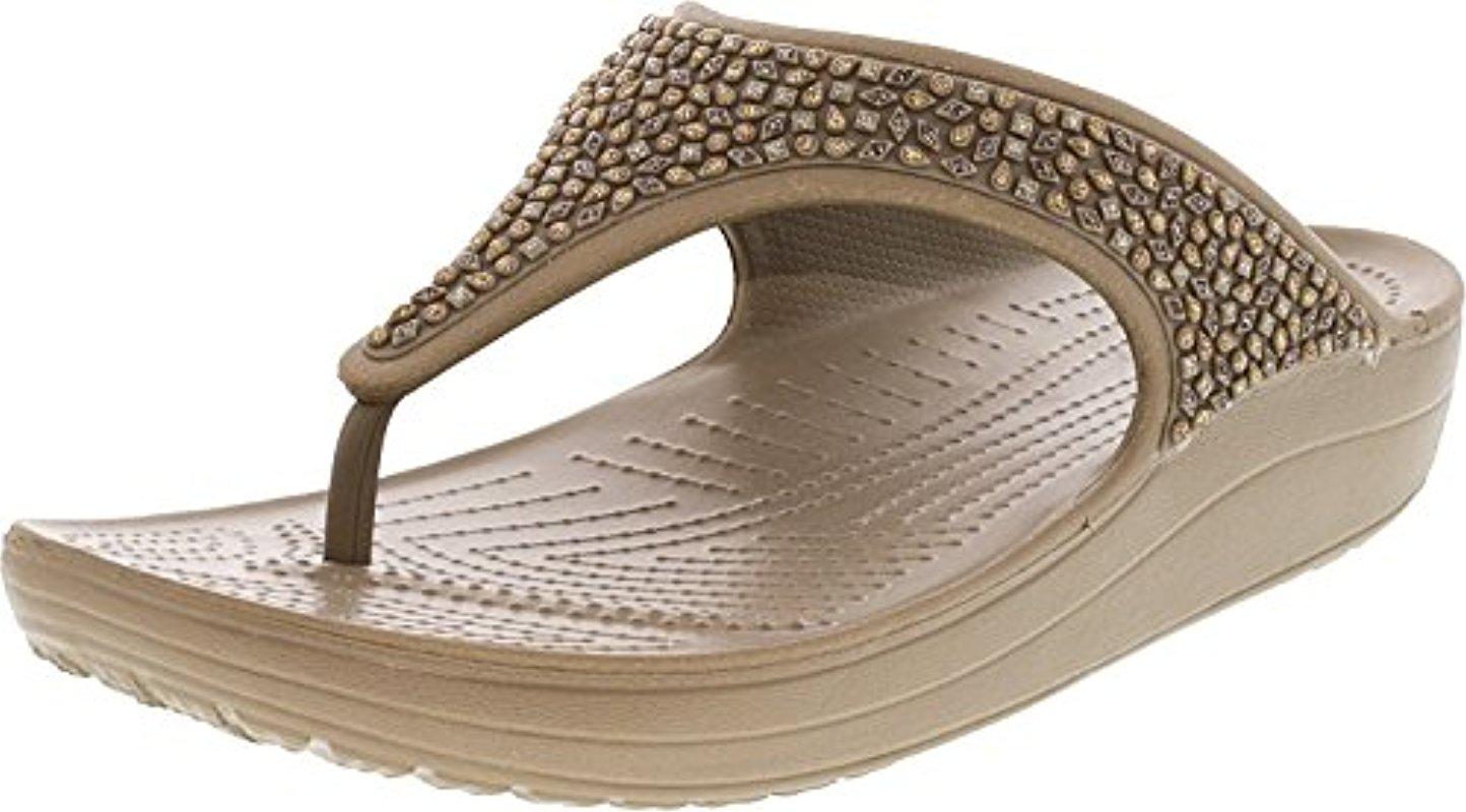 crocs women's sloane embellished flip flop