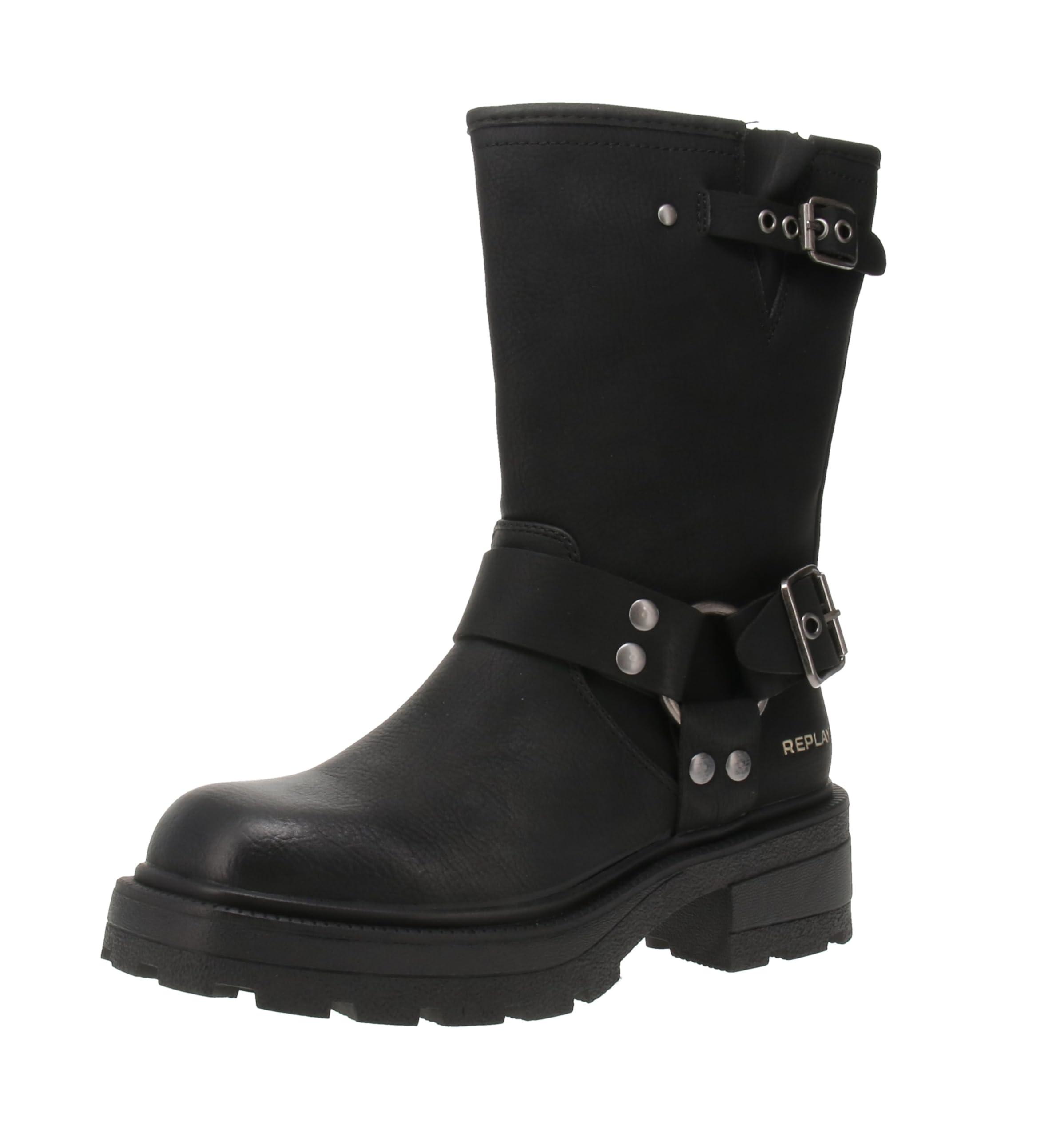 Replay Brigitte Mid Calf Boot in Black Lyst UK